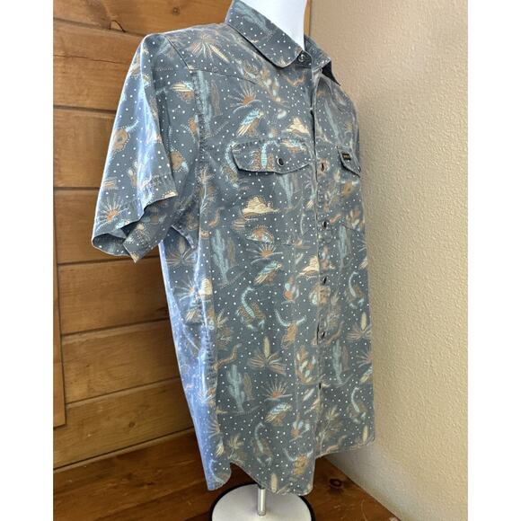 Howler Brothers Men’s Small Pearl Snap Southwestern Shirt Cacti Snake Scorpion - Picture 4 of 9